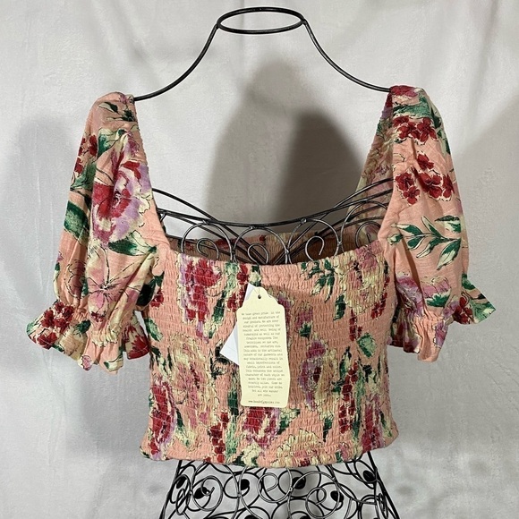 NWT Band of Gypsies mauve puff sleeve crop top size M - Picture 5 of 10